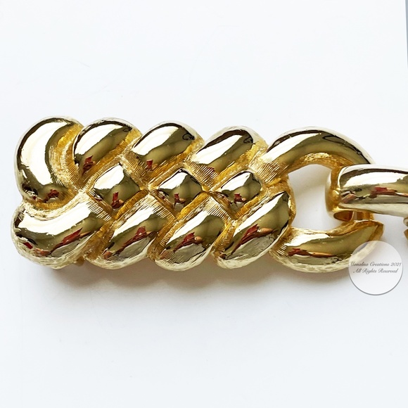 Accessocraft NYC Belt Buckle Large Gold Metal Braid 8in Long Vintage 80s - Picture 2 of 7
